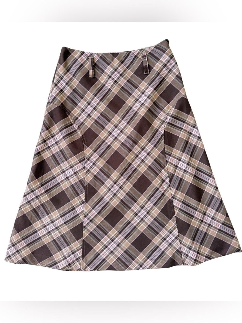 Jones Wear Retro Midi Brown Plaid Academia Skirt size 4